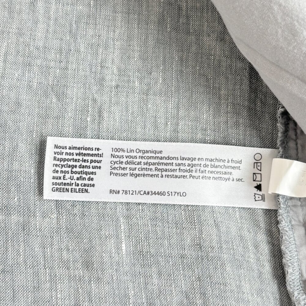Eileen Fisher Organic Linen Blue Duster Jacket Open Front Lagenlook Mature - Picture 7 of 9